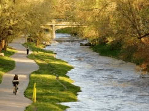 A river running through the middle of a park.