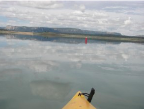 tip of kayak toward on Heron Lake