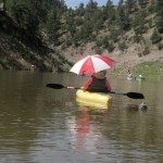 Cyndi happily paddling