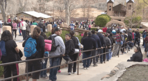People in line to enter the El Santuario de Chimayo