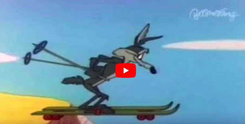 wilie coyote on skis